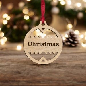 Laser Cut Personalized Name Christmas Ball Vector