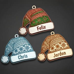 Laser Cut Personalized Santa Hat Christmas Ornament