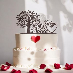 Laser Cut Personalized Wedding Cake Topper Vector