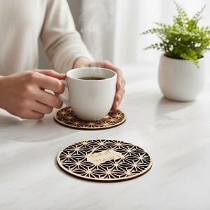 Laser Cut Personalized Wooden Drink Coaster