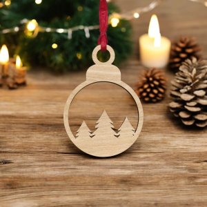 Laser Cut Pine Trees Christmas Bauble Vector