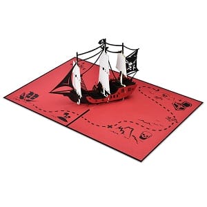 Laser Cut Pirate Ship 3D Pop Up Greeting Card