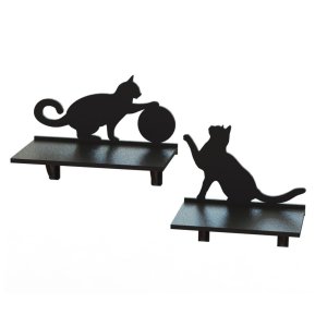 Laser Cut Playing Cat Wall Shelf for Home Decor Vector