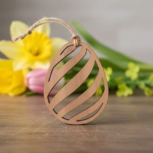 Laser Cut Plywood Easter Egg Pendant