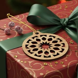 Laser Cut Plywood Mandala Christmas Ornament