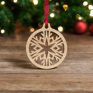 Laser Cut Plywood Snowflake Bauble Vector