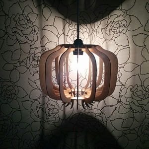 Laser Cut Pomegranate Shape Wooden Hanging Lamp