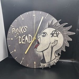 Laser Cut Punks Not Dead Wooden Wall Clock