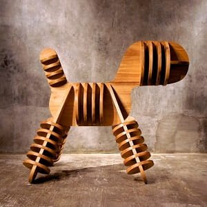 Laser Cut Puppy Stool Wooden Chair for Kids