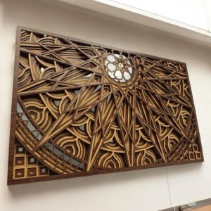Laser Cut Rectangle Shape Wood Mandala Wall Decor