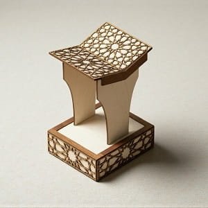 Laser Cut Rehal Quran Holder Stand with Intricate Islamic Geometric Patterns