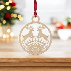 Laser Cut Reindeer Christmas Ball Ornament Vector
