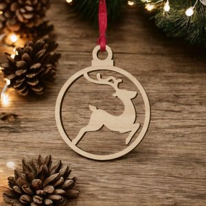 Laser Cut Reindeer Christmas Ball Vector