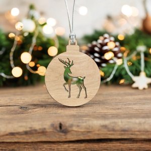 Laser Cut Reindeer Christmas Bauble Vector