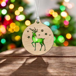 Laser Cut Reindeer Christmas Ornament Bauble Vector