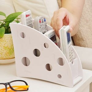 Laser Cut Remote Control Holder Stand 4 Slots Desk Organizer