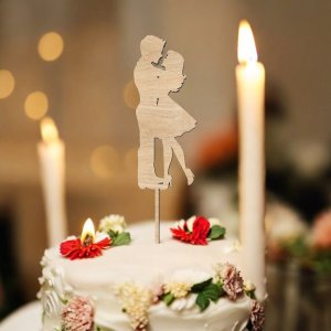 Laser Cut Romantic Couple Cake Topper Vector