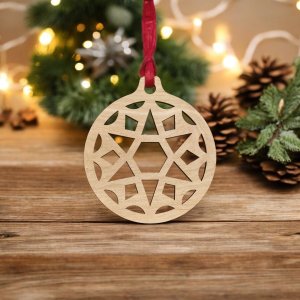 Laser Cut Round Ball Christmas Ornament Vector