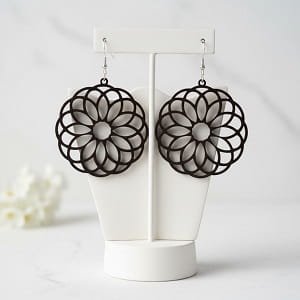 Laser Cut Round Floral Mandala Earrings