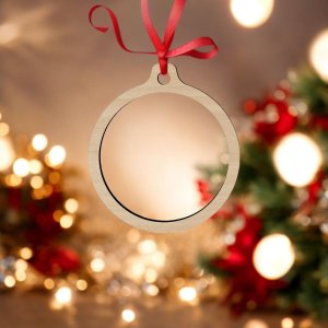 Laser Cut Round Hollow Christmas Ornament Vector