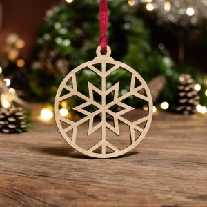 Laser Cut Round Snowflake Bauble Vector