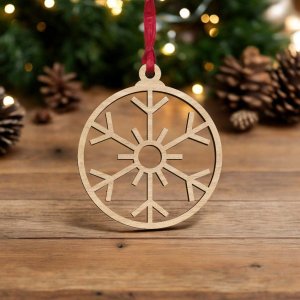 Laser Cut Round Snowflake Christmas Tree Decoration Vector