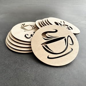 Laser Cut Round Wooden Coffee Cup Coaster