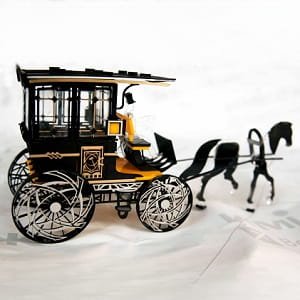 Laser Cut Royal Horse Drawn Carriage Wooden Model Puzzle Kit