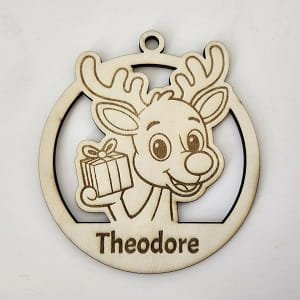 Laser Cut Rudolph with Gift Christmas Ornament