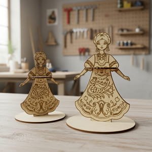 Laser Cut Russian Traditional Clothing Girl Napkin Holder