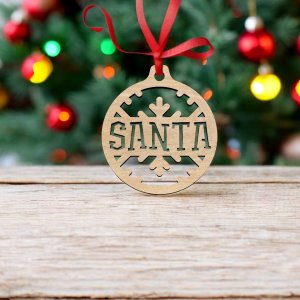 Laser Cut Santa Christmas Hanging Bauble Ornament Vector