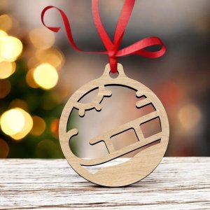 Laser Cut Santa Sleigh Christmas Ornament Vector