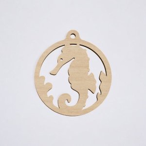 Laser Cut Seahorse Christmas Ball Ornament Vector