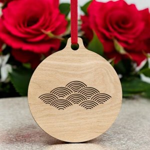 Laser Cut Seigaiha Pattern Christmas Ornament