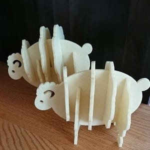 Laser Cut Sheep Drink Coaster Set with Holder