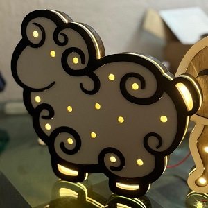 Laser Cut Sheep LED Night Light Lamp