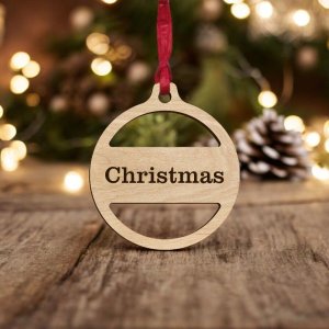 Laser Cut Simple Personalized Christmas Ball Vector