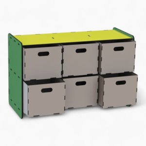 Laser Cut Six Drawer Chest Vector