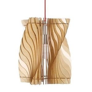 Laser Cut Slatted Wood Twisted Lampshade