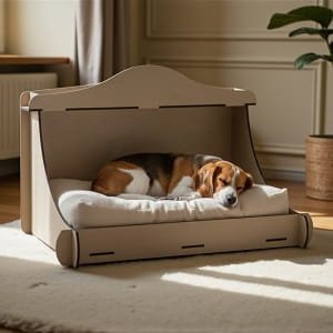 Laser Cut Small Wooden Pet Bed for Dogs