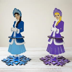 Laser Cut Snegurochka Napkin Holder | Russian Snow Maiden Party Decor