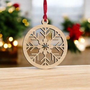 Laser Cut Snowflake Ball Ornament Vector