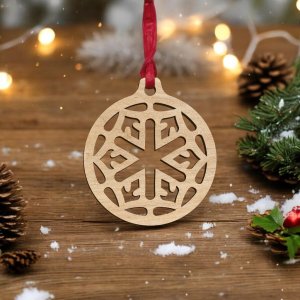 Laser Cut Snowflake Bauble Christmas Tree Toy Vector