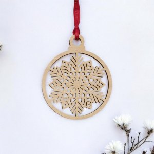 Laser Cut Snowflake Bauble Decoration Vector