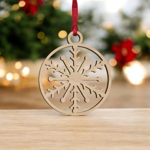Laser Cut Snowflake Bauble Hanging Ornament Vector