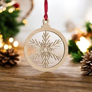 Laser Cut Snowflake Bauble Ornament Vector
