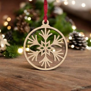 Laser Cut Snowflake Christmas Tree Bauble Decoration Vector