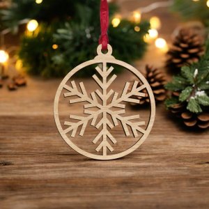 Laser Cut Snowflake Christmas Tree Bauble Ornament Vector