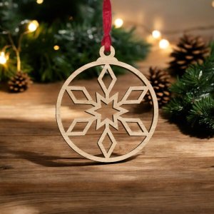 Laser Cut Snowflake Star Christmas Ornament Vector