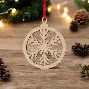 Laser Cut Snowflake Themed Bauble for Christmas Tree Decor Vector